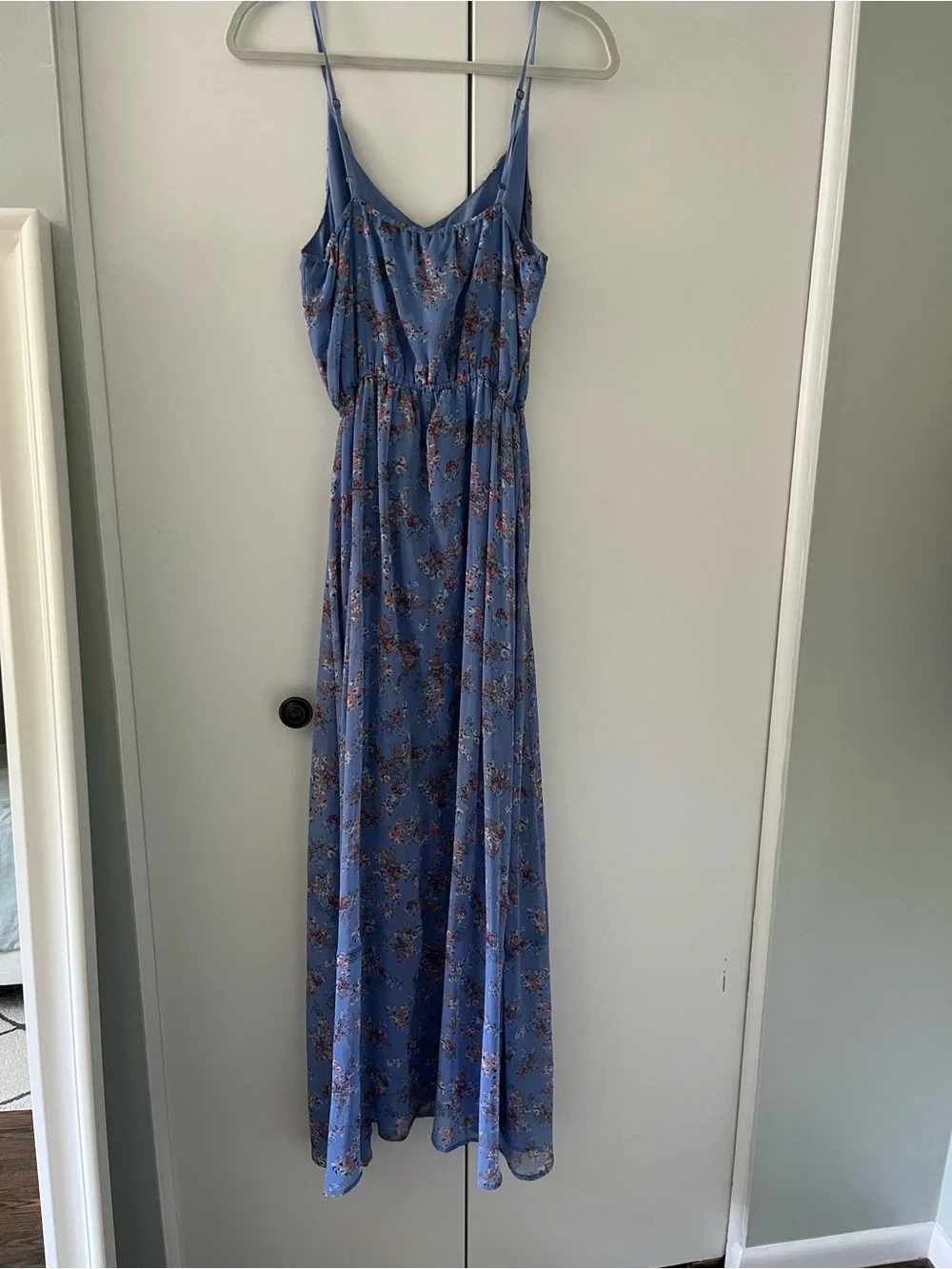 Abercrombie and Fitch Blue Floral Spaghetti-Strap Maxi Dress
